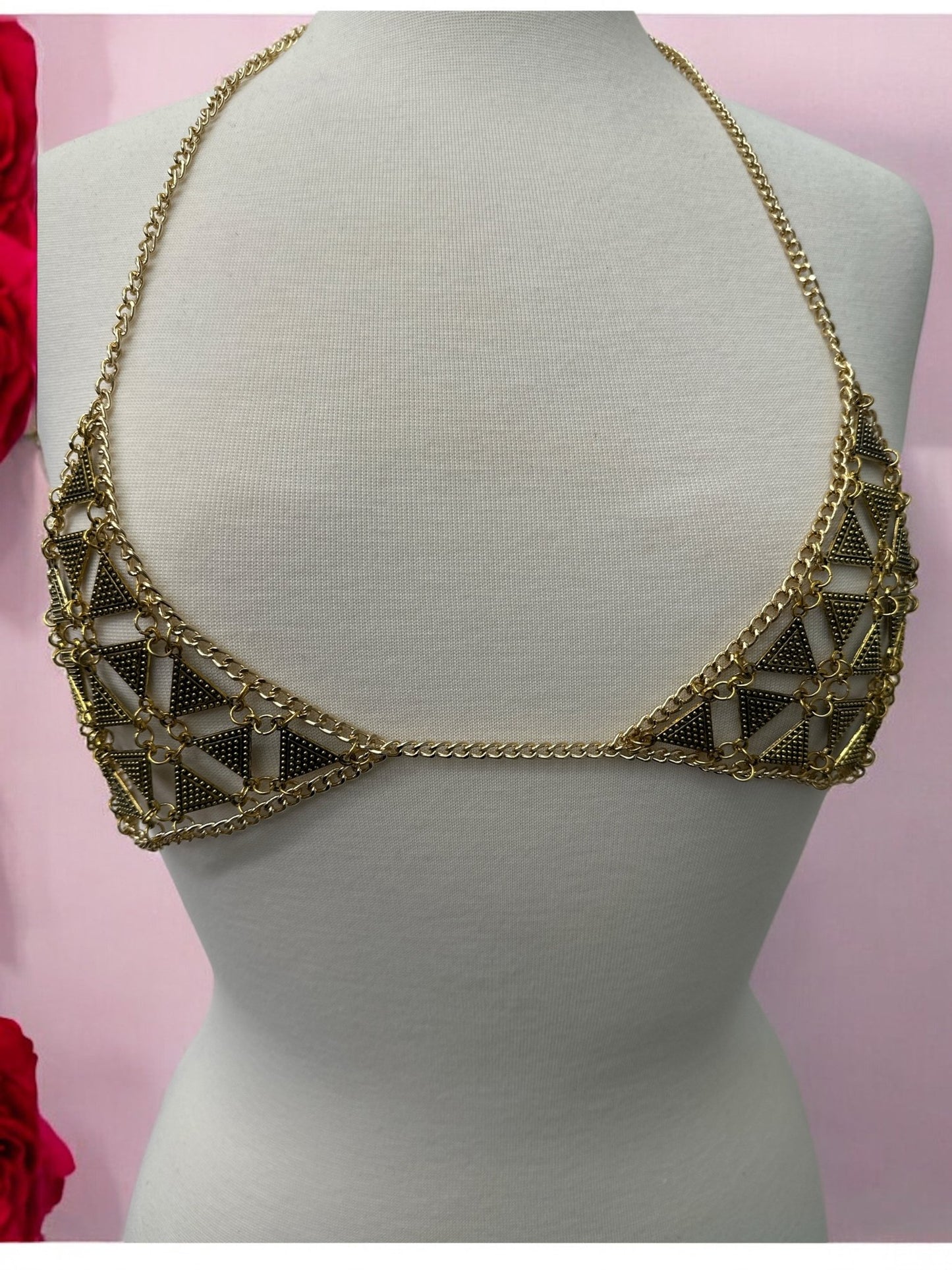 Metal Chain Triangle Bralette - Statement Body Jewellery - Fatisha Boutique