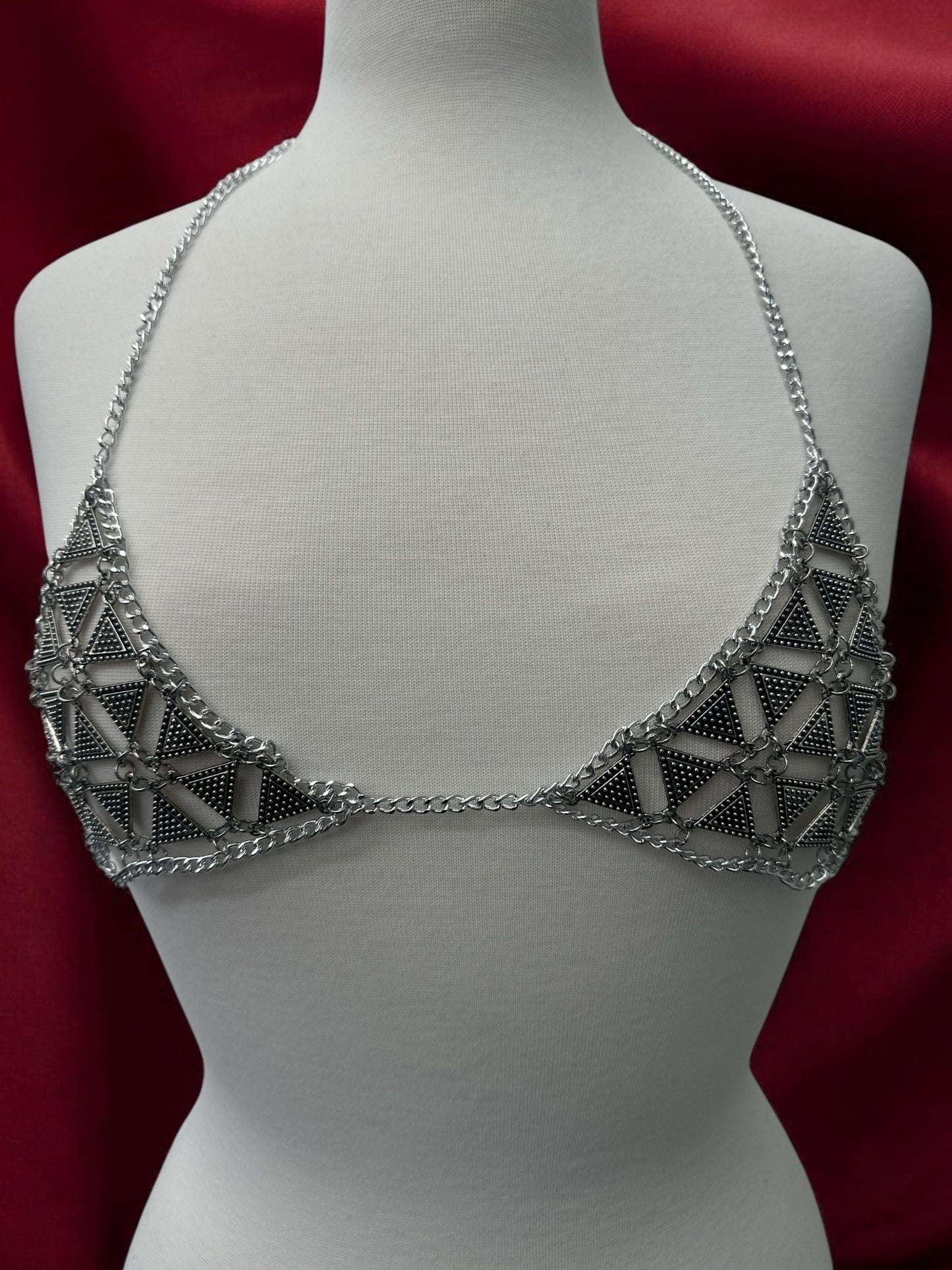 Metal Chain Triangle Bralette - Statement Body Jewellery - Fatisha Boutique