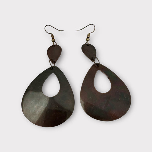 Minimalist Brown Drop Earrings – Lightweight Modern Statement Jewellery - Fatisha Boutique