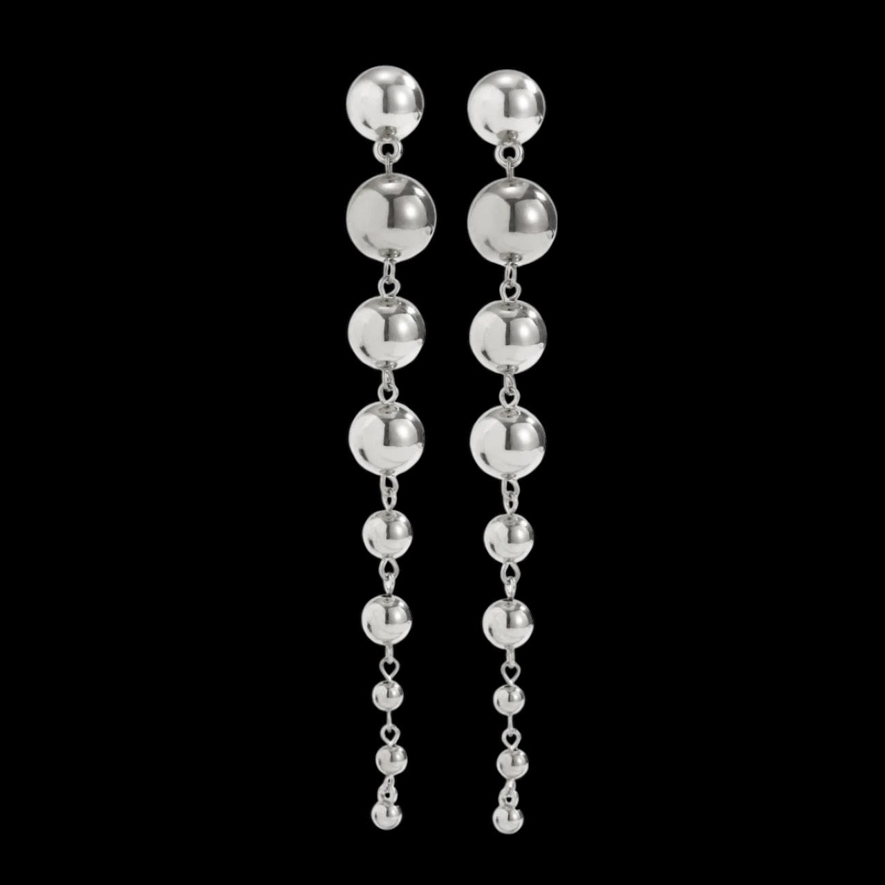 Minimalist Long Drop Ball Earrings – Elegant Statement Jewellery in Gold and Silver - Fatisha Boutique