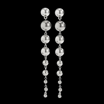 Minimalist Long Drop Ball Earrings – Elegant Statement Jewellery in Gold and Silver - Fatisha Boutique