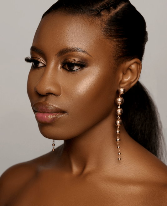 Minimalist Long Drop Ball Earrings – Elegant Statement Jewellery in Gold and Silver - Fatisha Boutique