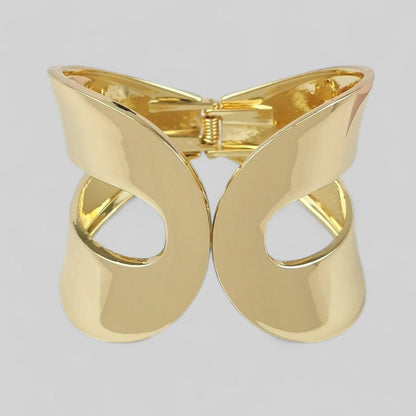 Modern Openwork Cuff Bangle - Gold & Silver Statement Bracelet - Fatisha Boutique