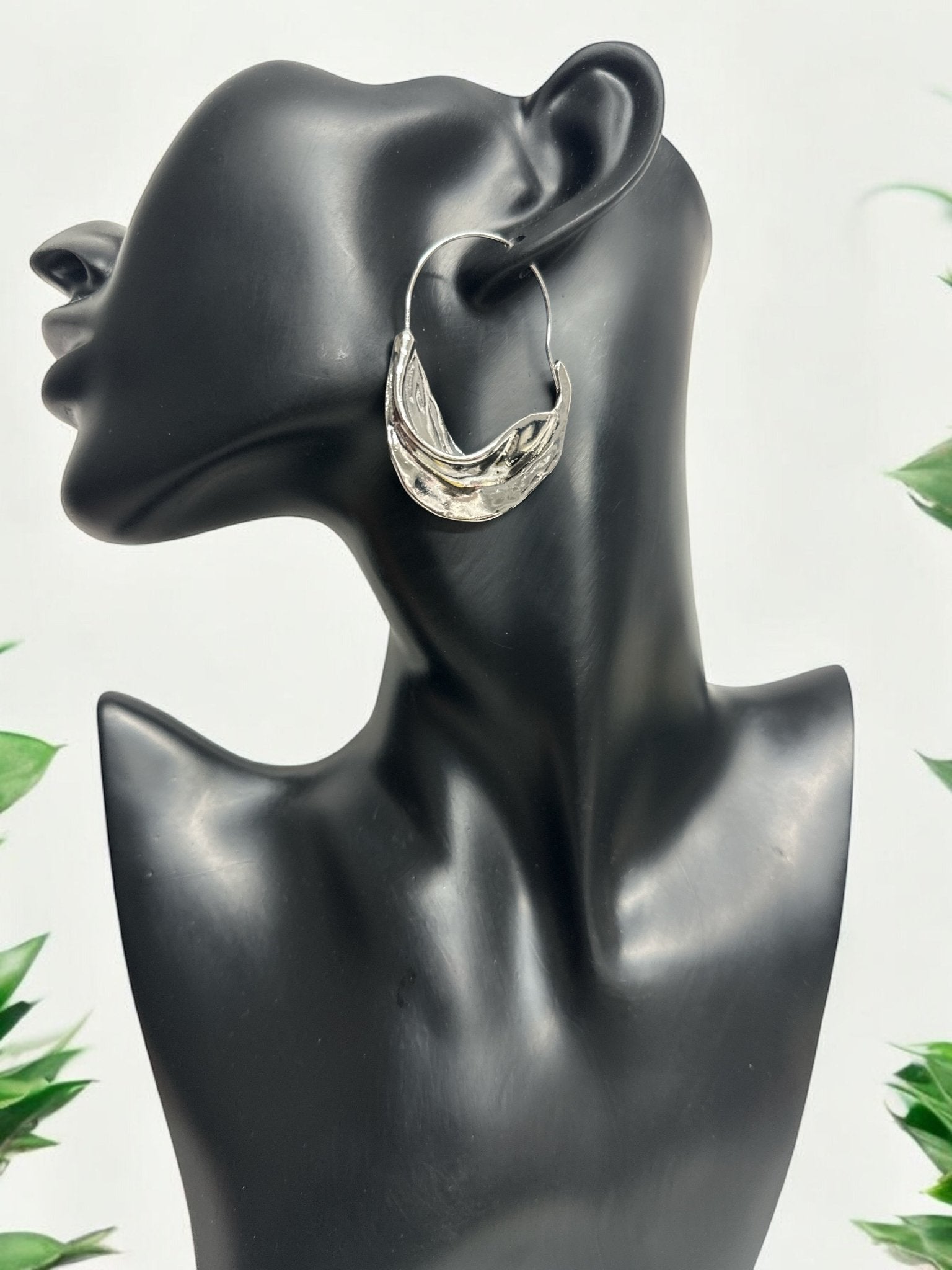 Modern Sculptural Hoop Earrings – Gold and Silver Abstract Design - Fatisha Boutique