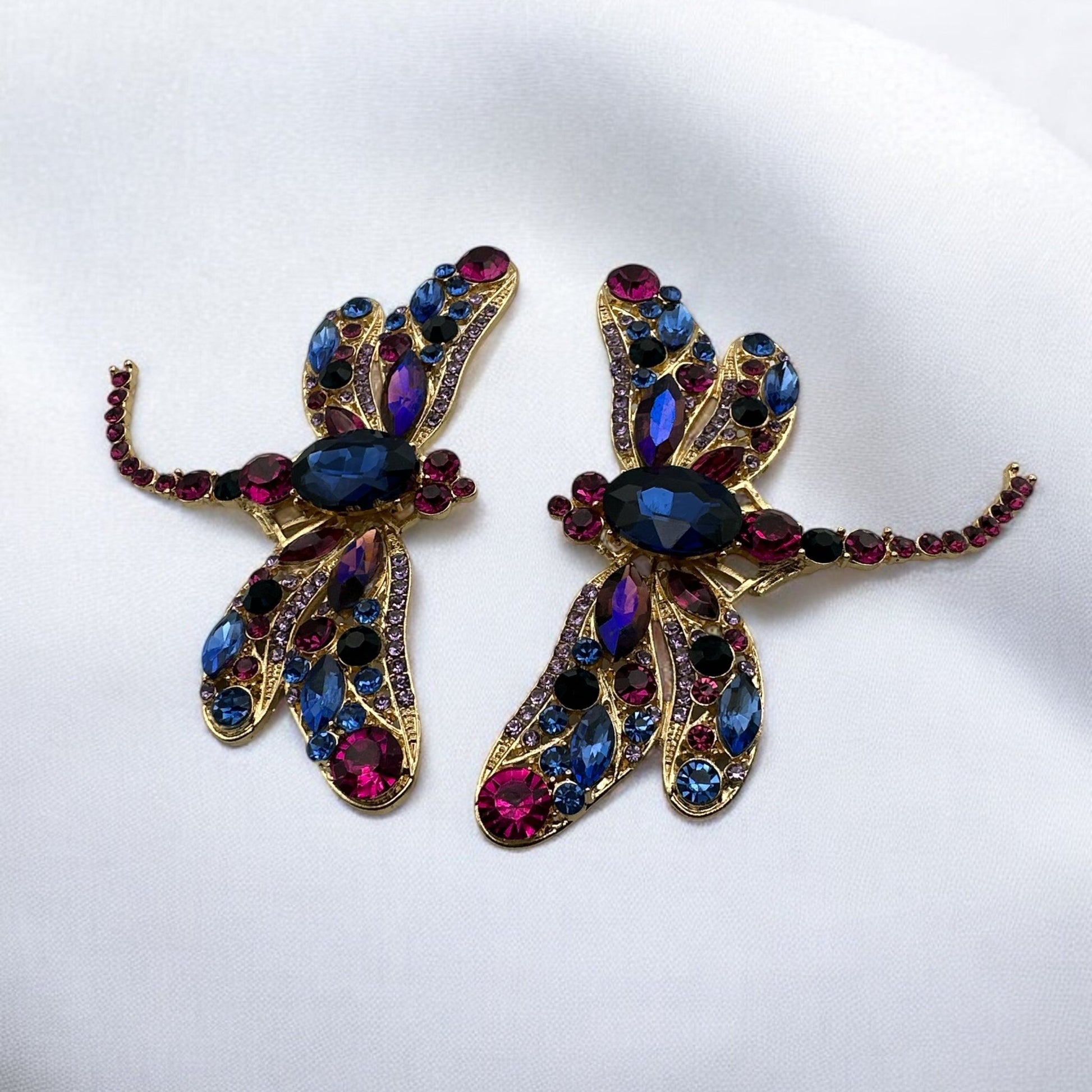 Multicolour Crystal Dragonfly Earrings – Rhinestone Studs UK