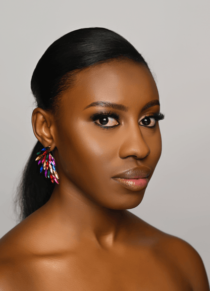 Multicolour Rhinestones Crystal Statement Stud Earrings - Fatisha Boutique