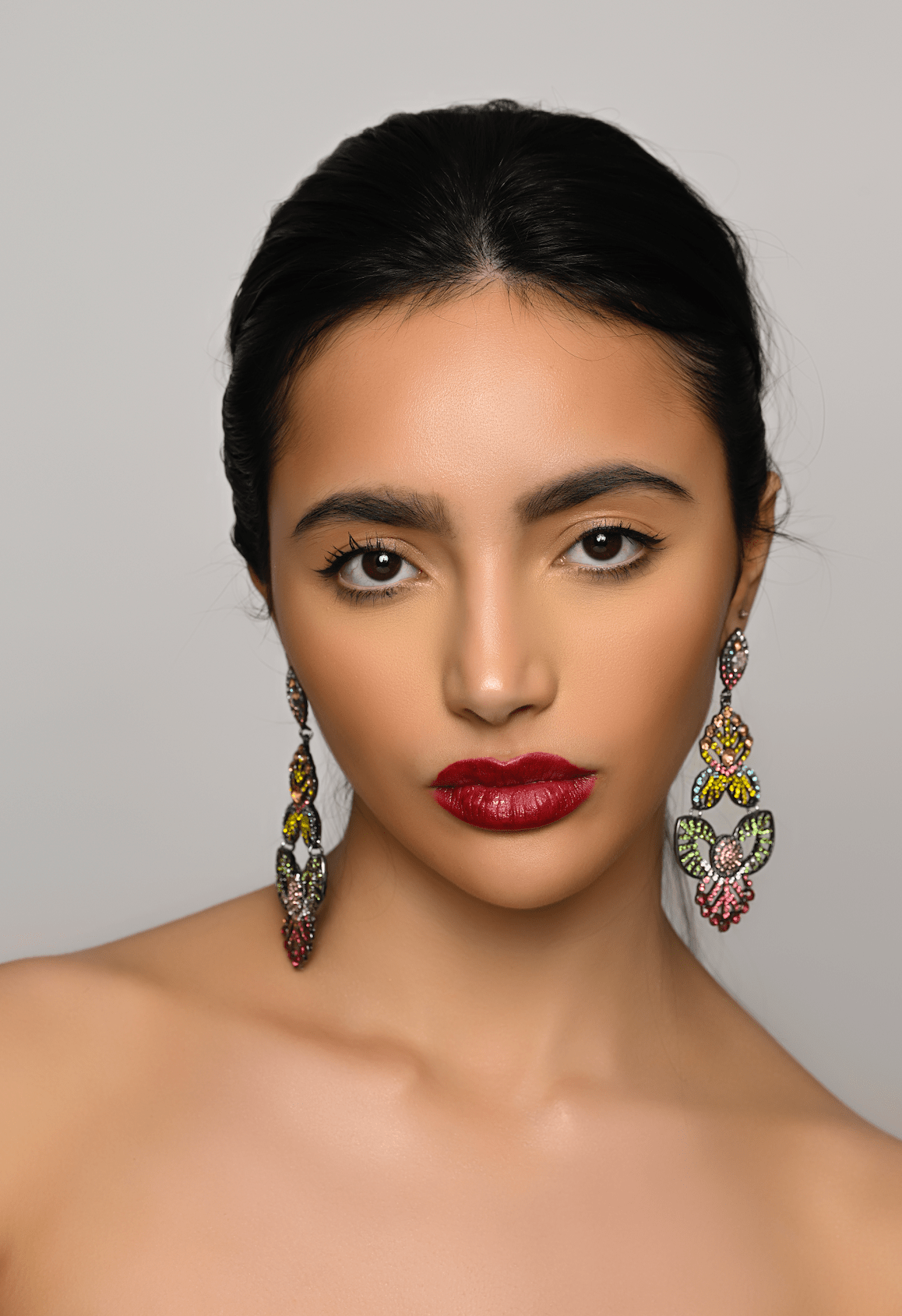 Multicolour Rhinestones Crystal Teardrop Stud Earrings - Fatisha Boutique