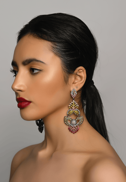 Multicolour Rhinestones Crystal Teardrop Stud Earrings - Fatisha Boutique