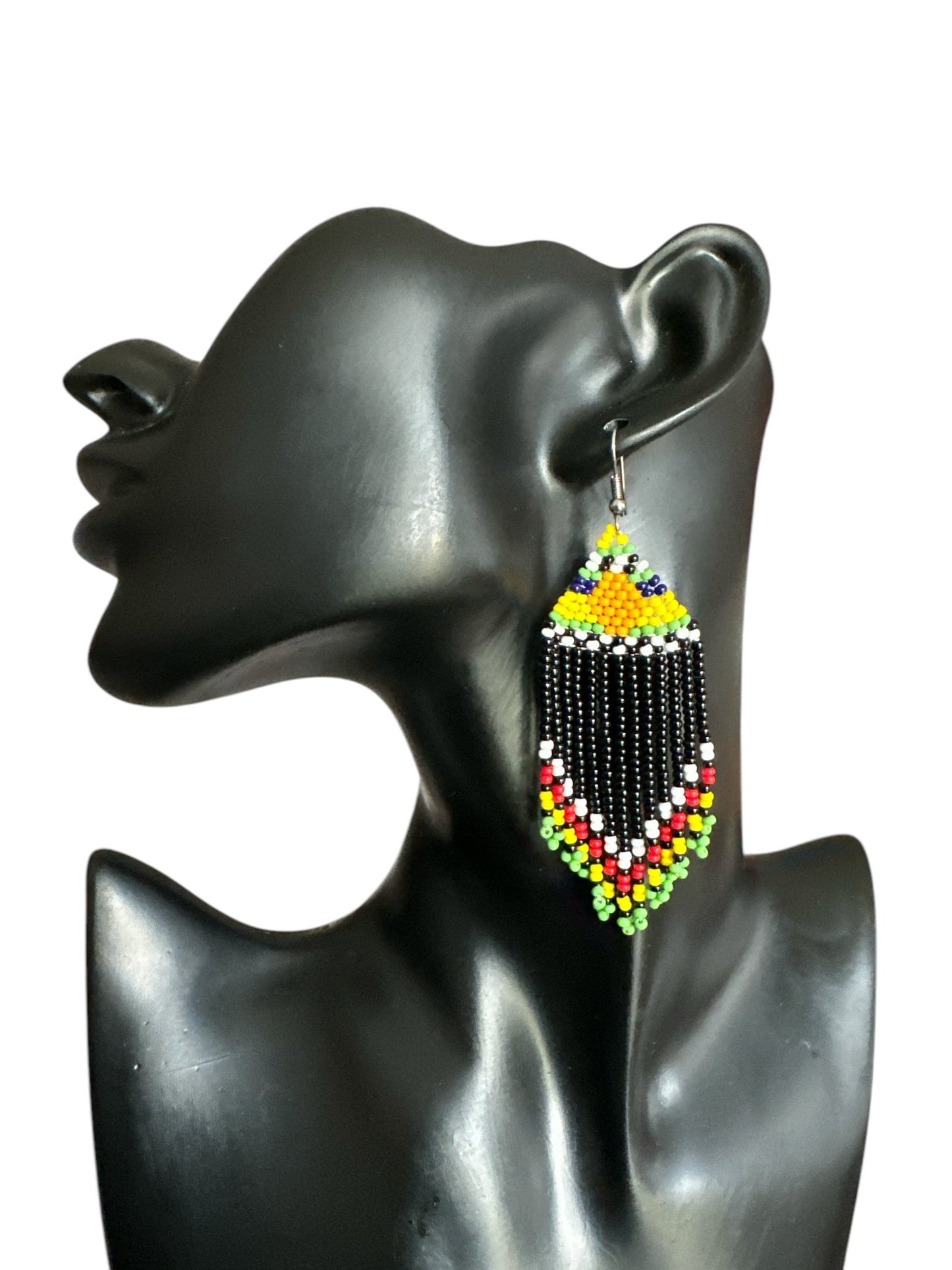 Multicoloured Authentic African Beaded Ethnic Dangle Earrings - Fatisha Boutique