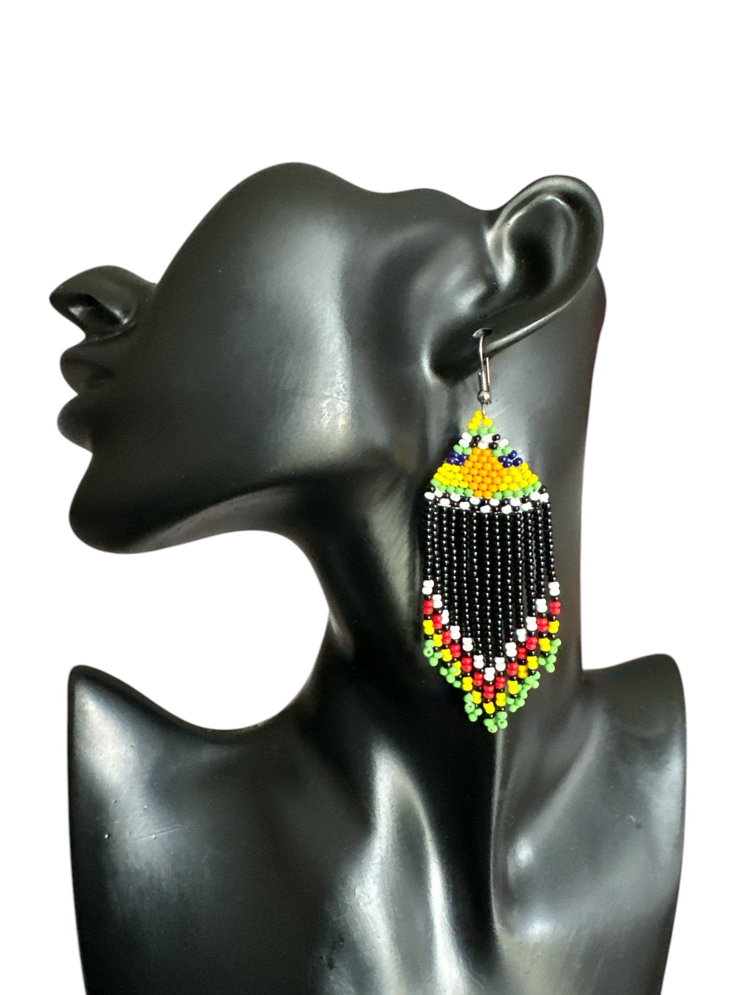 Multicoloured Authentic African Beaded Ethnic Dangle Earrings - Fatisha Boutique