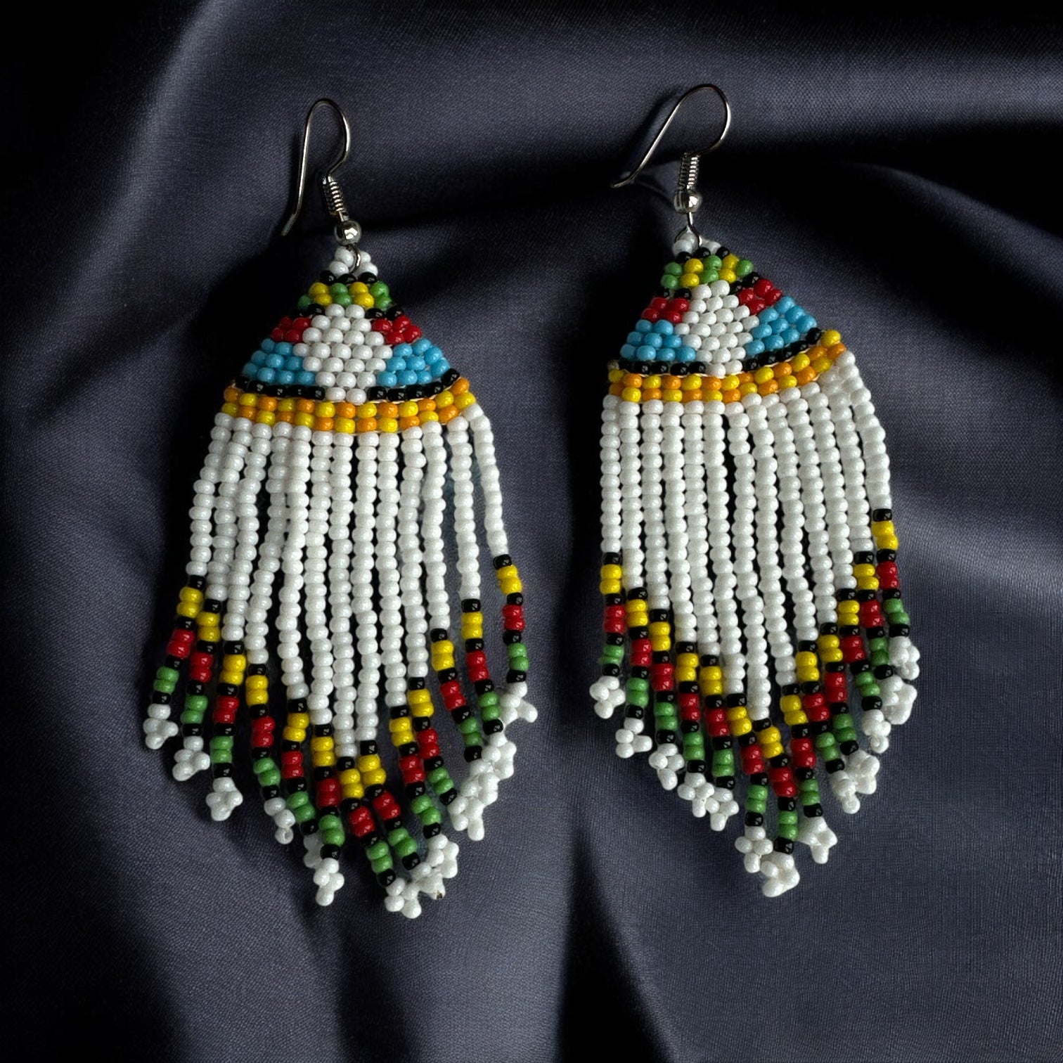 Multicoloured Authentic African Beaded Ethnic Dangle Earrings - Fatisha Boutique