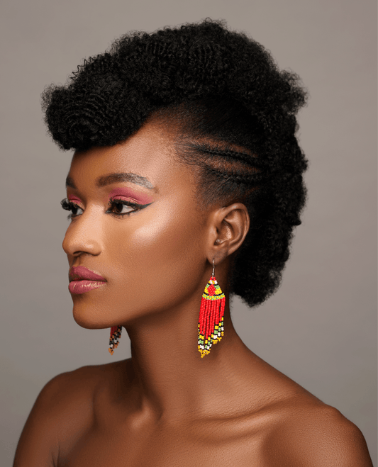 Multicoloured Authentic African Beaded Ethnic Dangle Earrings - Fatisha Boutique
