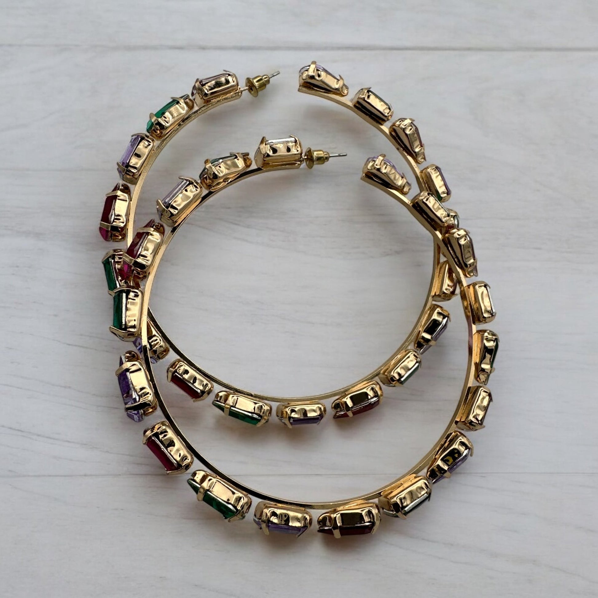 Multicoloured Crystal Rhinestone Hoop Earrings – Bold & Elegant Fashion Jewellery - Fatisha Boutique