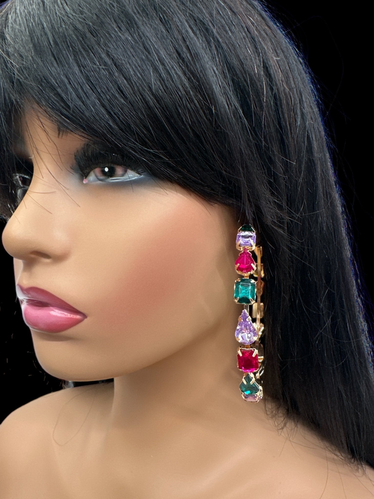 Multicoloured Crystal Rhinestone Hoop Earrings – Bold & Elegant Fashion Jewellery - Fatisha Boutique