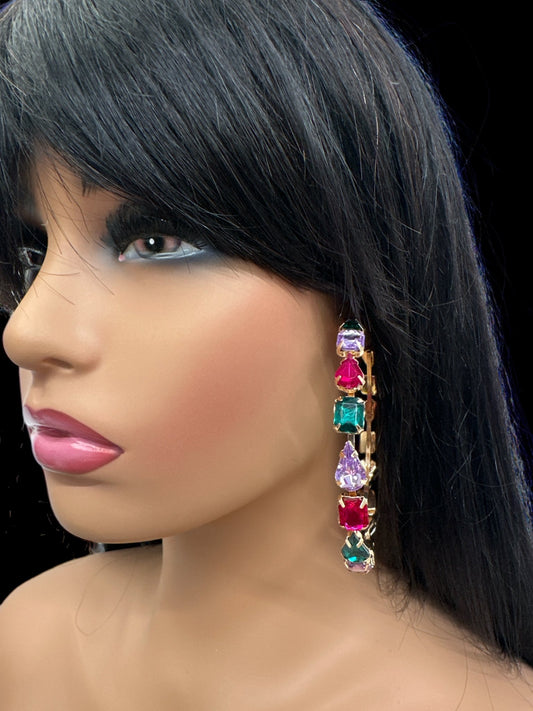 Multicoloured Crystal Rhinestone Hoop Earrings – Bold & Elegant Fashion Jewellery - Fatisha Boutique