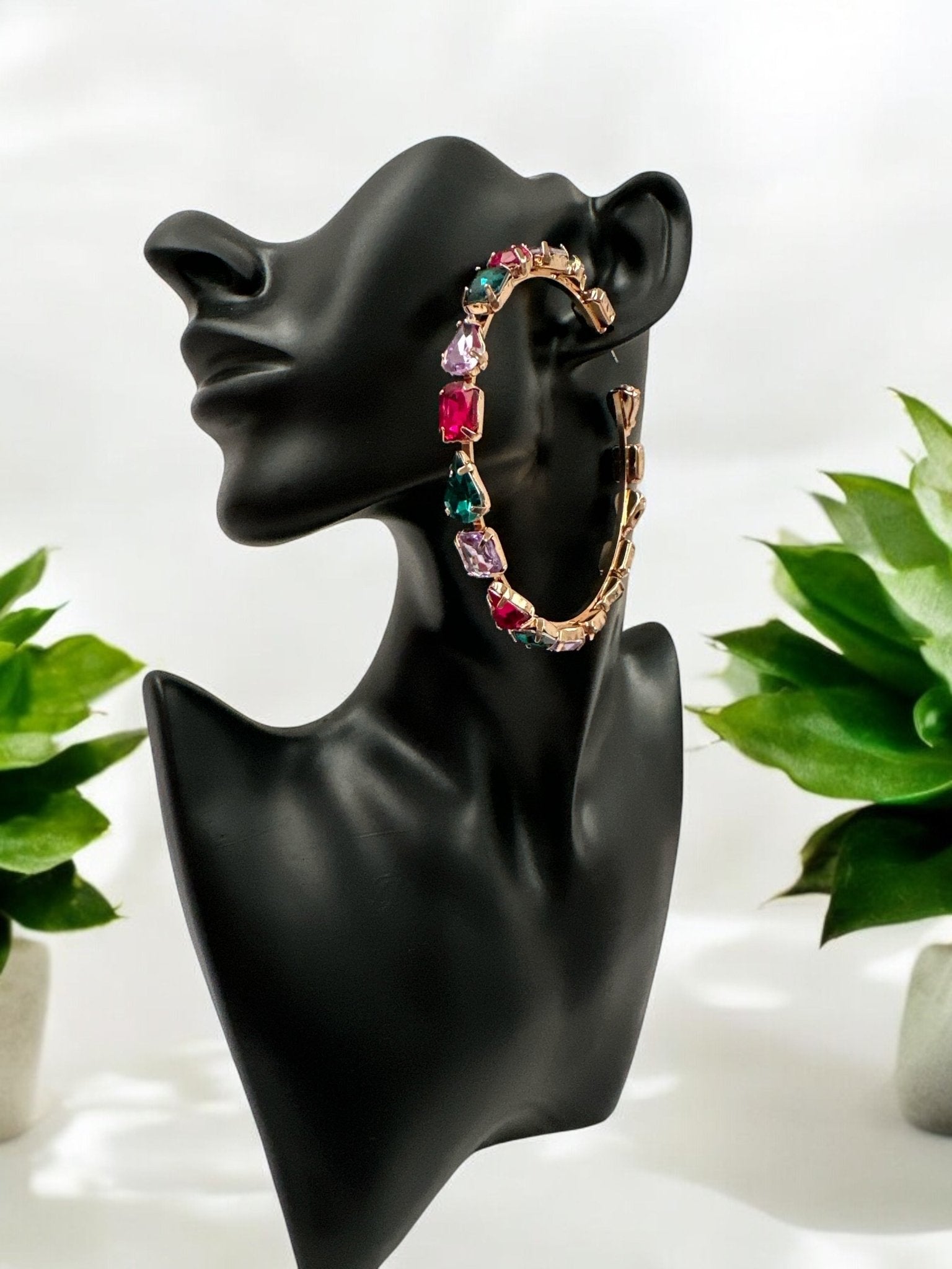Multicoloured Crystal Rhinestone Hoop Earrings – Bold & Elegant Fashion Jewellery - Fatisha Boutique