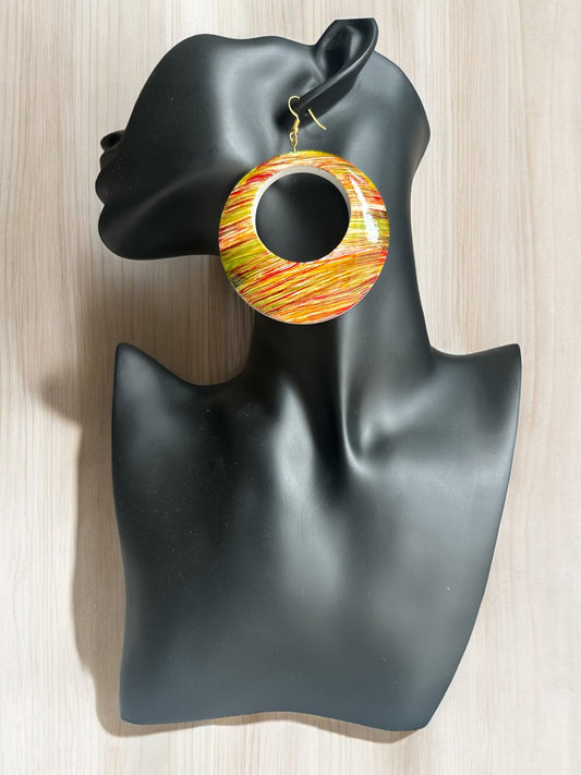 Multicolours Wooden Dangle Ethnic Earrings - Fatisha Boutique