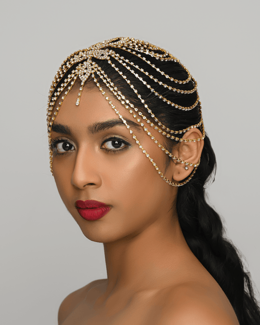 Multilayered Diamante Rhinestone Tassels Statement Bridal Hair Accessories - Fatisha Boutique
