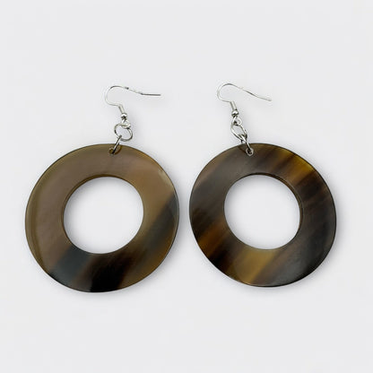 Natural Buffalo Horn Round Dangle Earrings – Handmade Ethnic Boho Jewellery - Fatisha Boutique