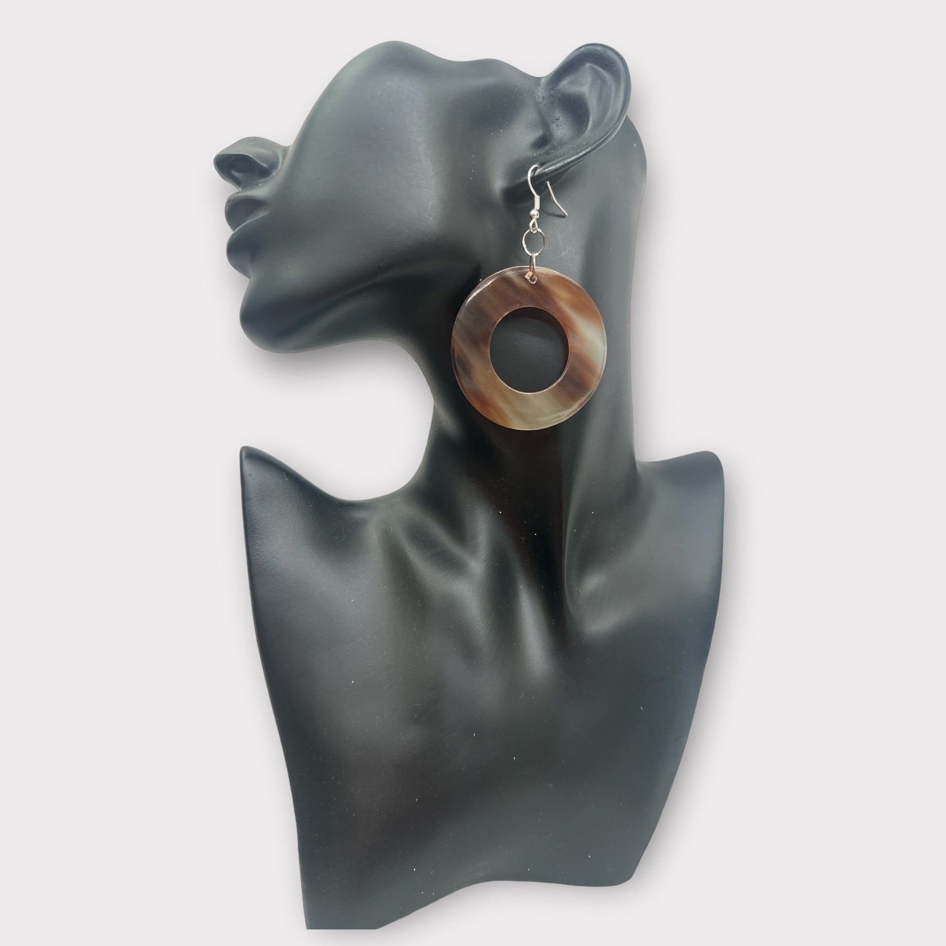 Natural Buffalo Horn Round Ethnic Dangle Earrings - Fatisha Boutique