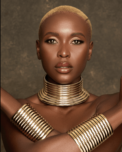 Ndebele Collar Choker Necklace with Two Matching Cuffs – Statement Jewellery Set - Fatisha Boutique