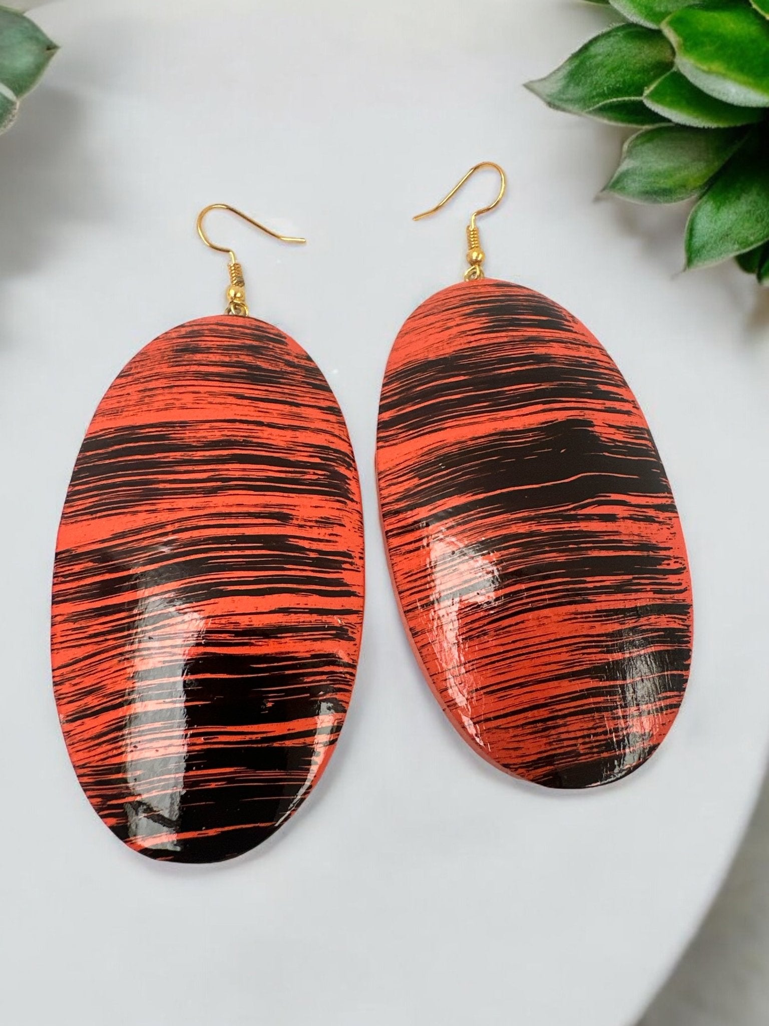 Oval Wooden Dangle Ethnic Earrings - Fatisha Boutique
