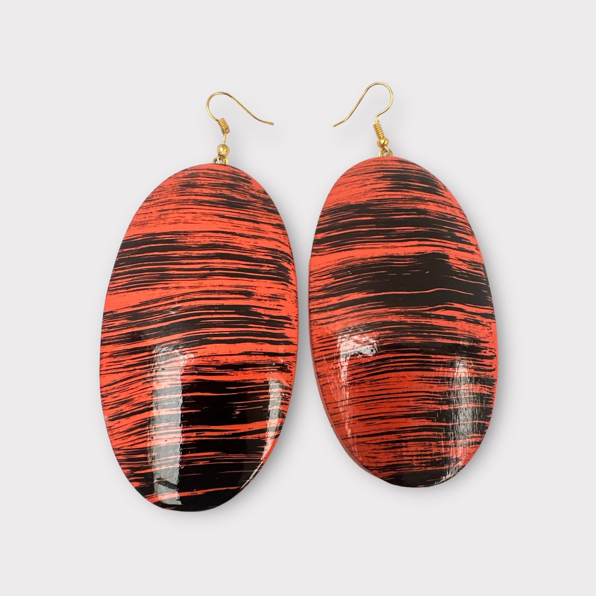 Oval Wooden Dangle Ethnic Earrings - Fatisha Boutique