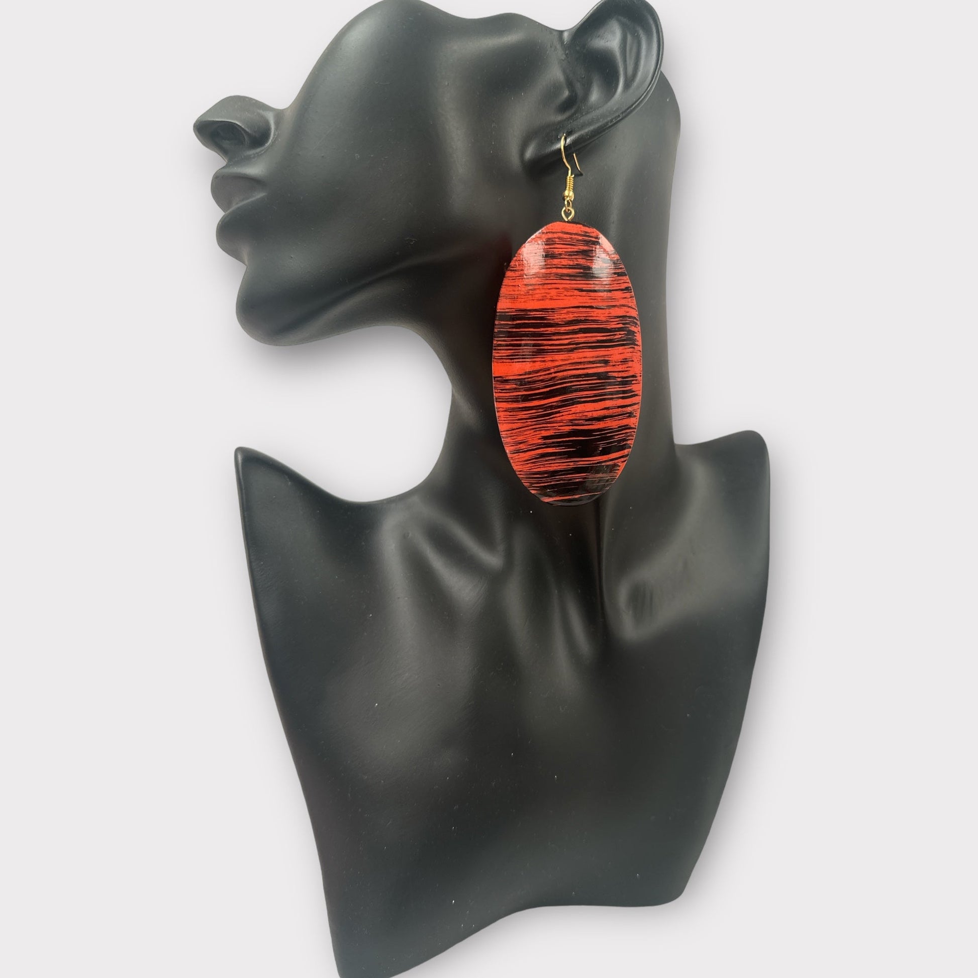 Oval Wooden Dangle Ethnic Earrings - Fatisha Boutique