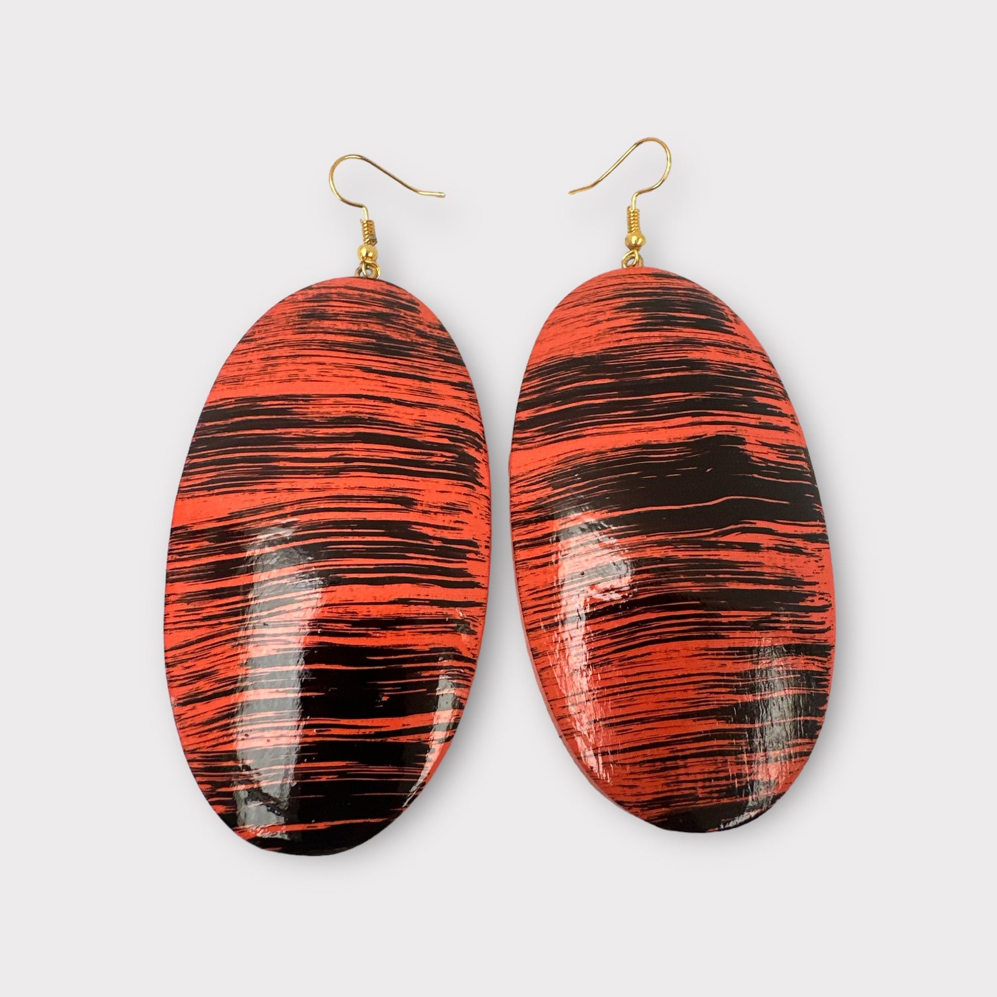 Oval Wooden Dangle Ethnic Earrings - Fatisha Boutique