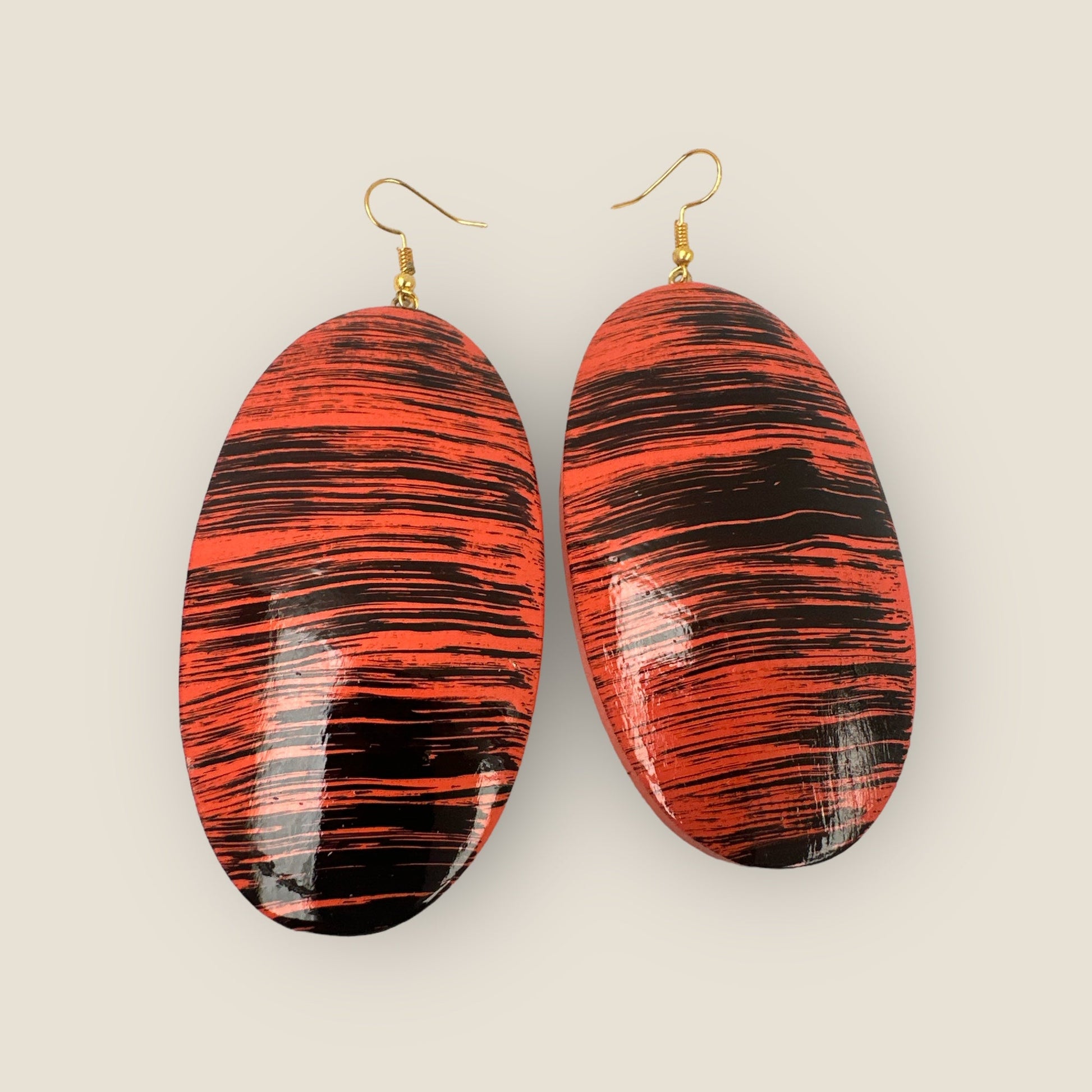 Oval Wooden Dangle Ethnic Earrings - Fatisha Boutique