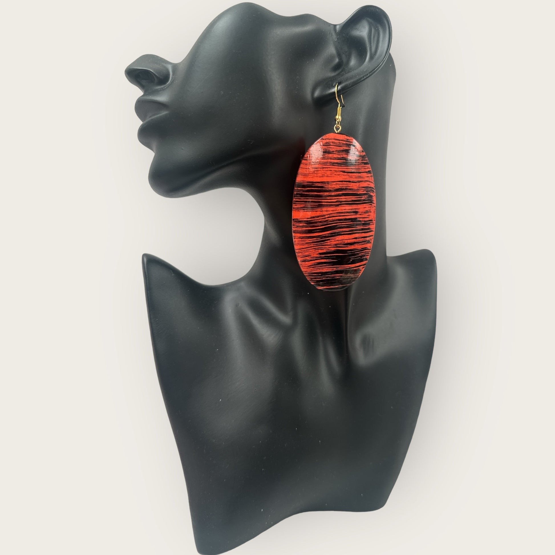 Oval Wooden Dangle Ethnic Earrings - Fatisha Boutique