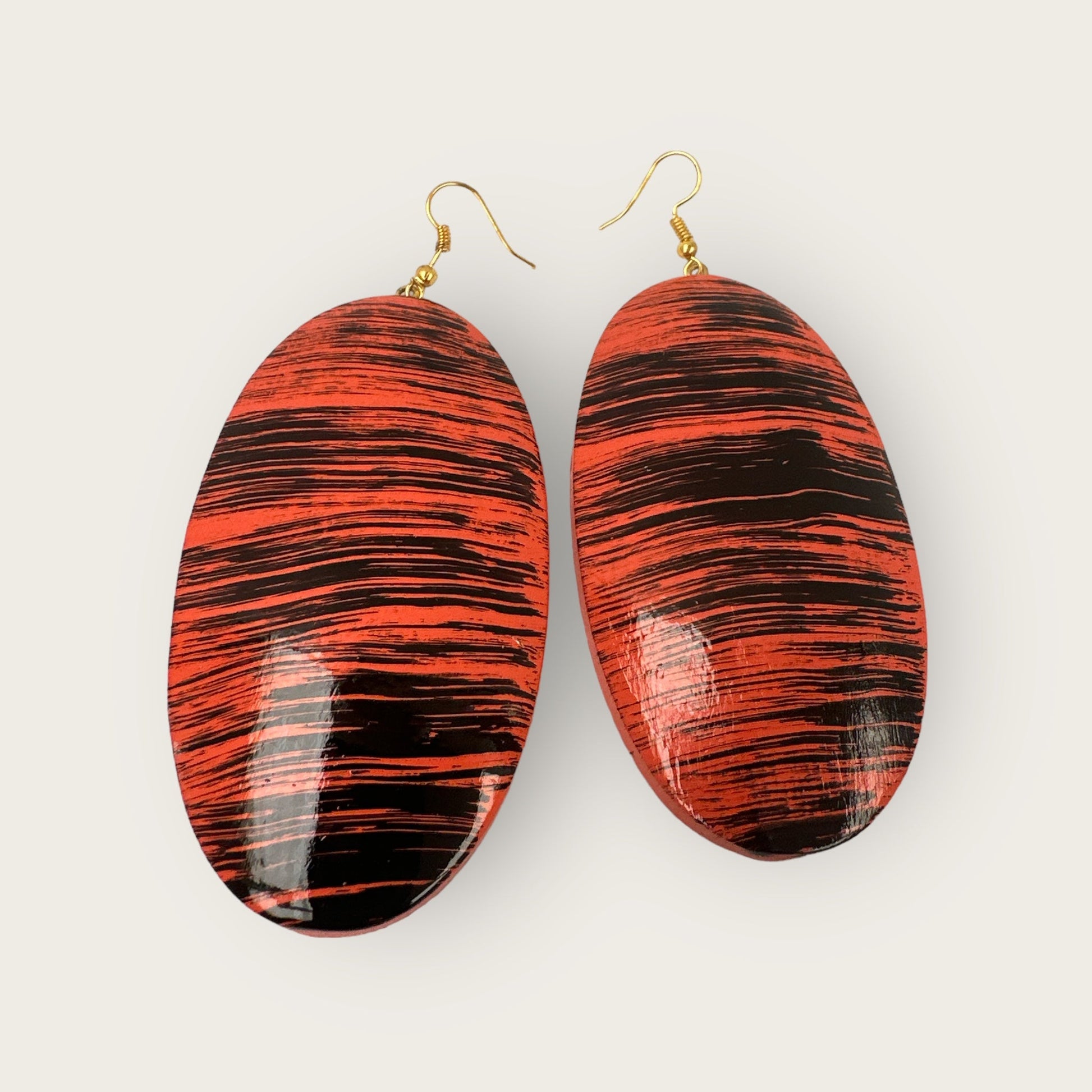 Oval Wooden Dangle Ethnic Earrings - Fatisha Boutique