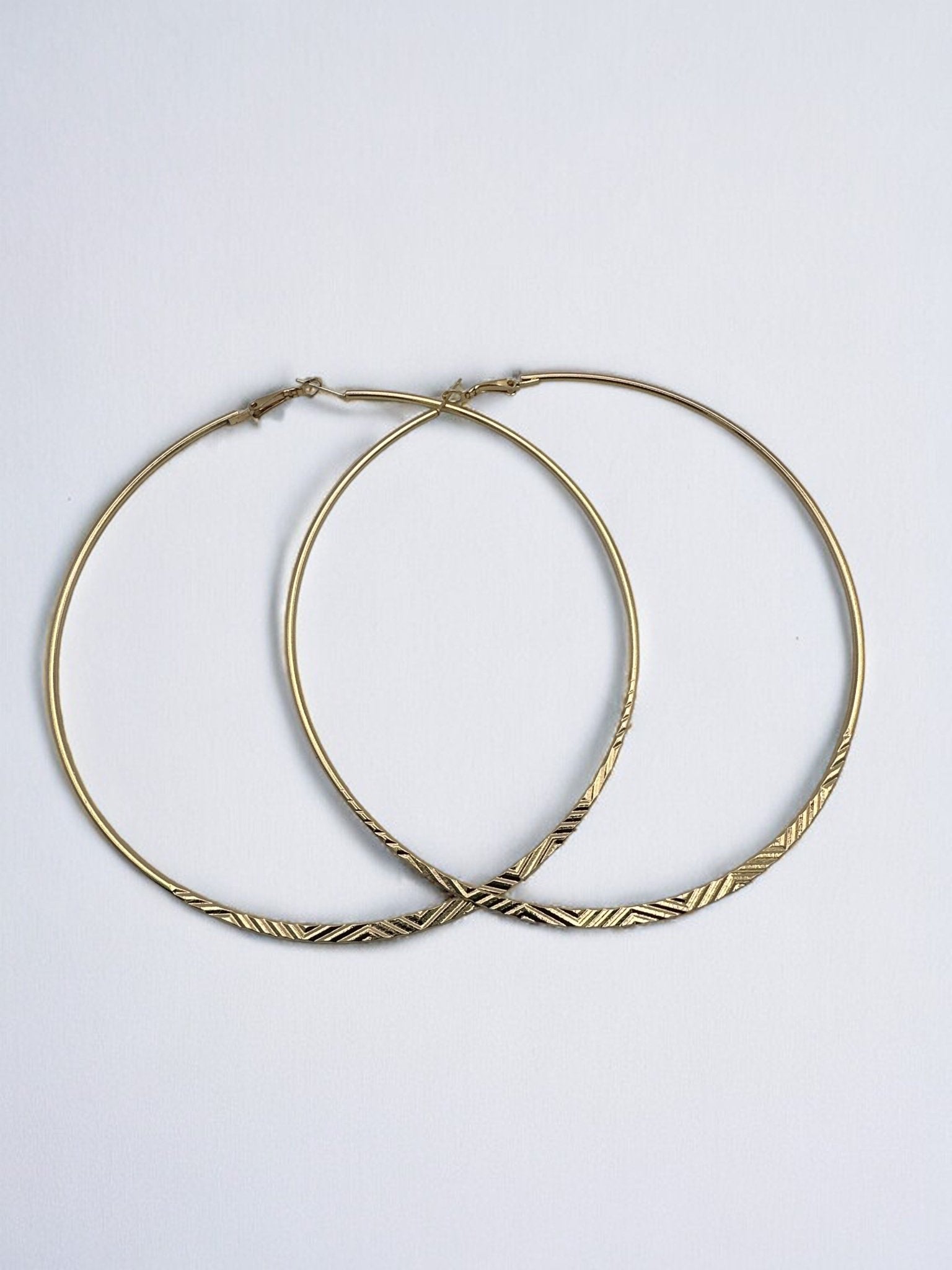 Oversized 12CM Engraved Big Statement Hoop Earrings - Fatisha Boutique