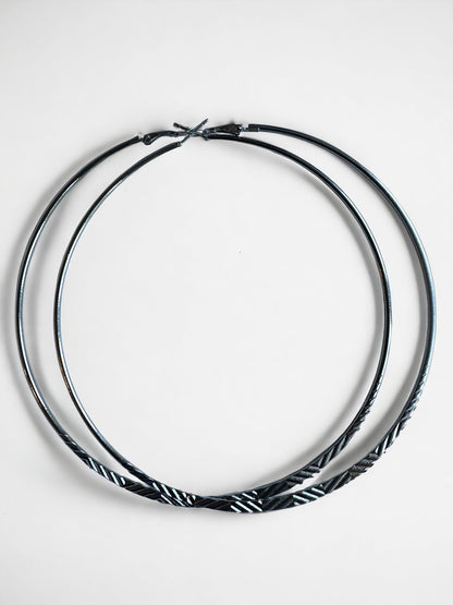 Oversized 12CM Engraved Big Statement Hoop Earrings - Fatisha Boutique