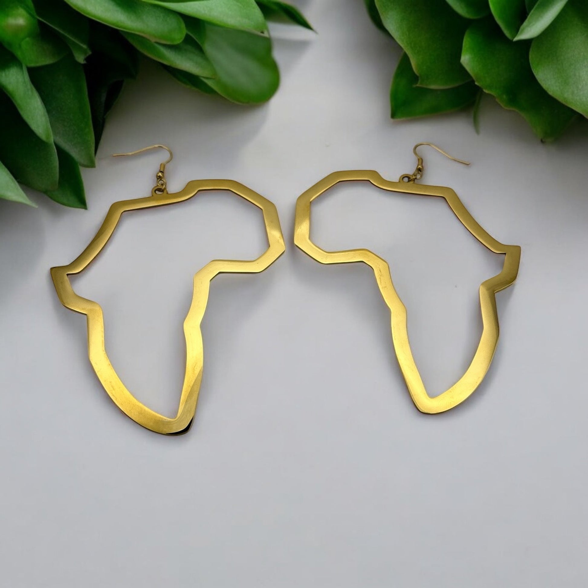 Oversized Africa Map Shape Stainless Steel Dangle Earrings – Bold Afrocentric Statement Jewellery - Fatisha Boutique