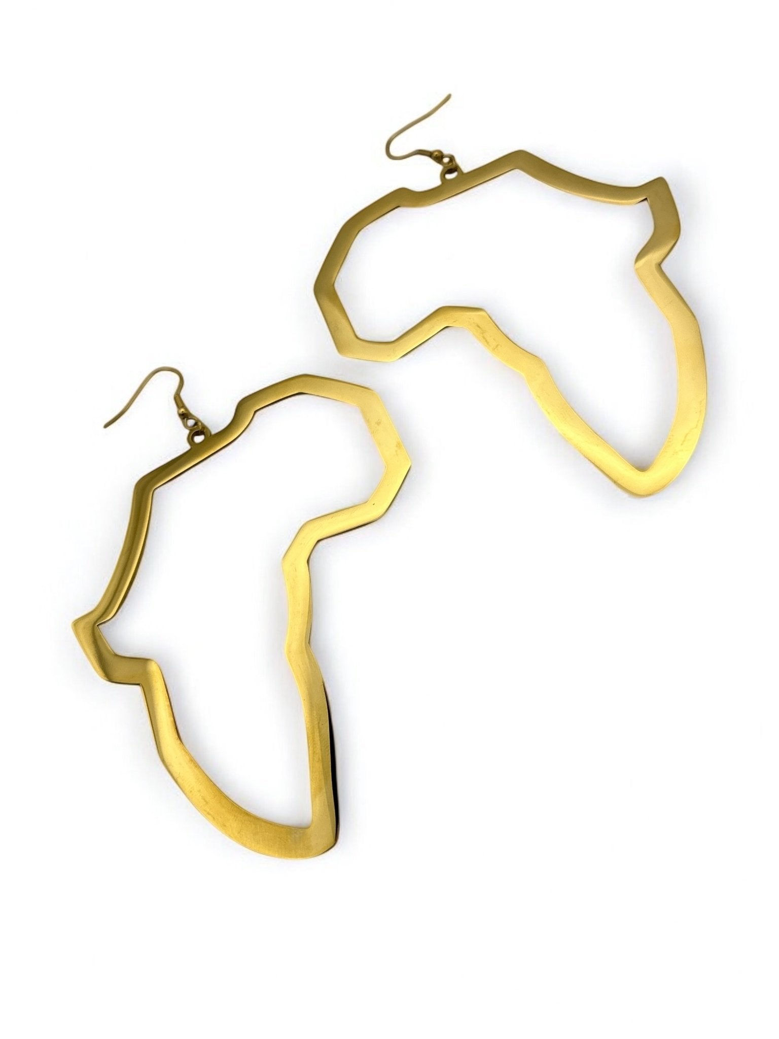 Oversized Africa Map Shape Stainless Steel Dangle Earrings – Bold Afrocentric Statement Jewellery - Fatisha Boutique