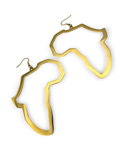 Oversized Africa Map Shape Stainless Steel Dangle Earrings – Bold Afrocentric Statement Jewellery - Fatisha Boutique