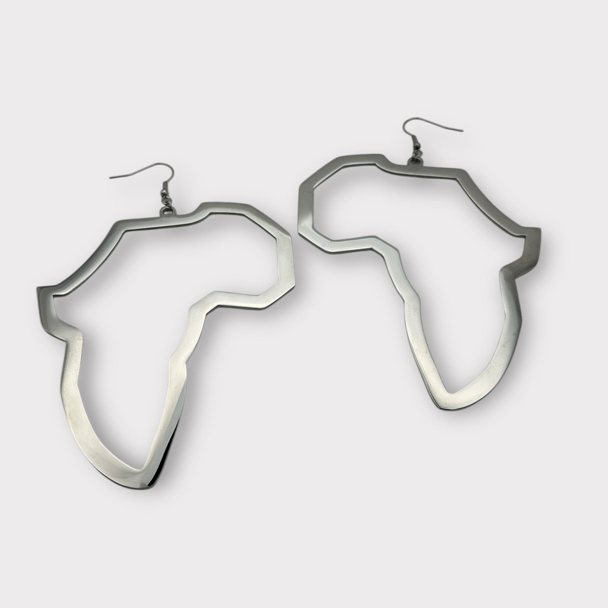 Oversized Africa Map Shape Stainless Steel Dangle Earrings – Bold Afrocentric Statement Jewellery - Fatisha Boutique