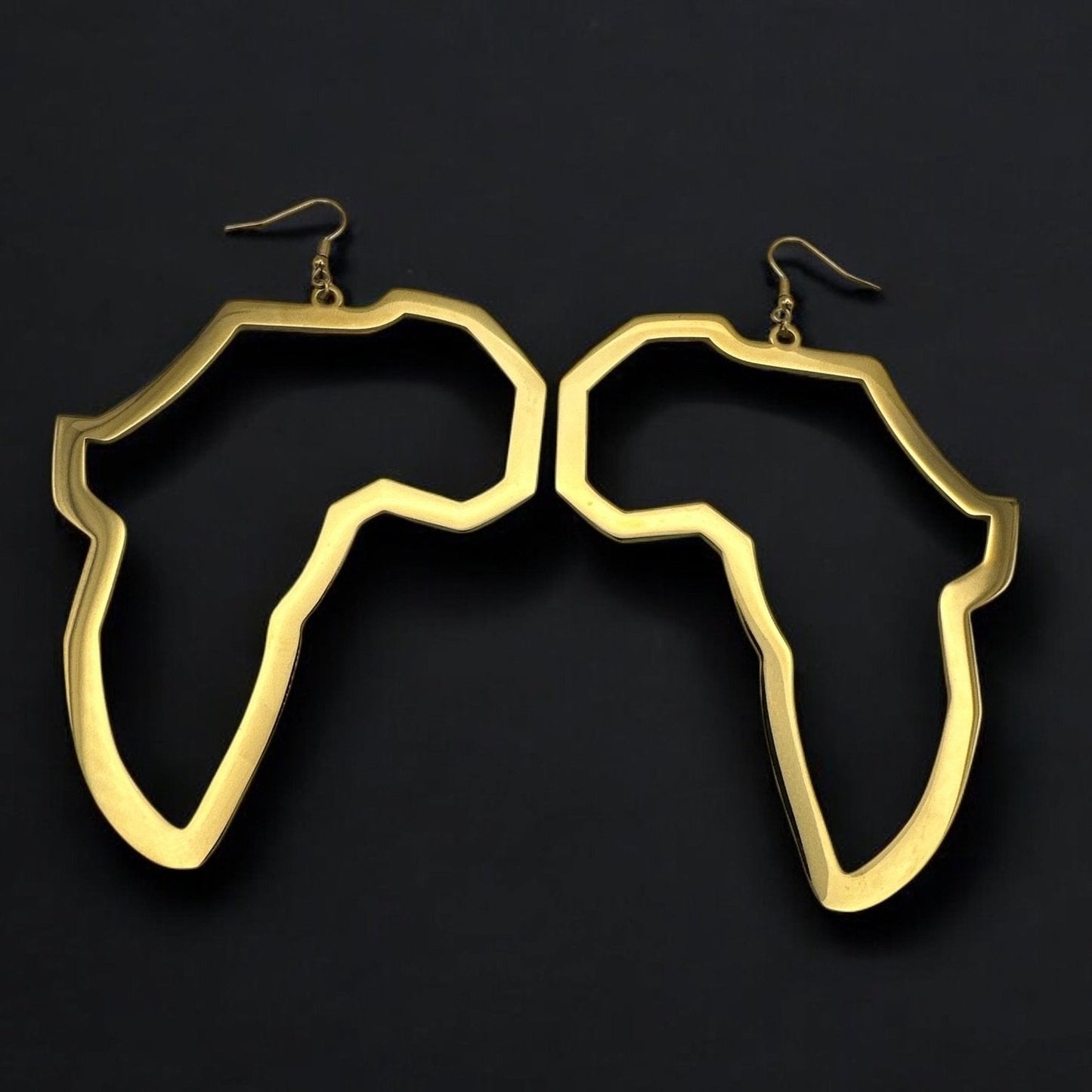 Oversized Africa Map Shape Stainless Steel Dangle Earrings – Bold Afrocentric Statement Jewellery - Fatisha Boutique