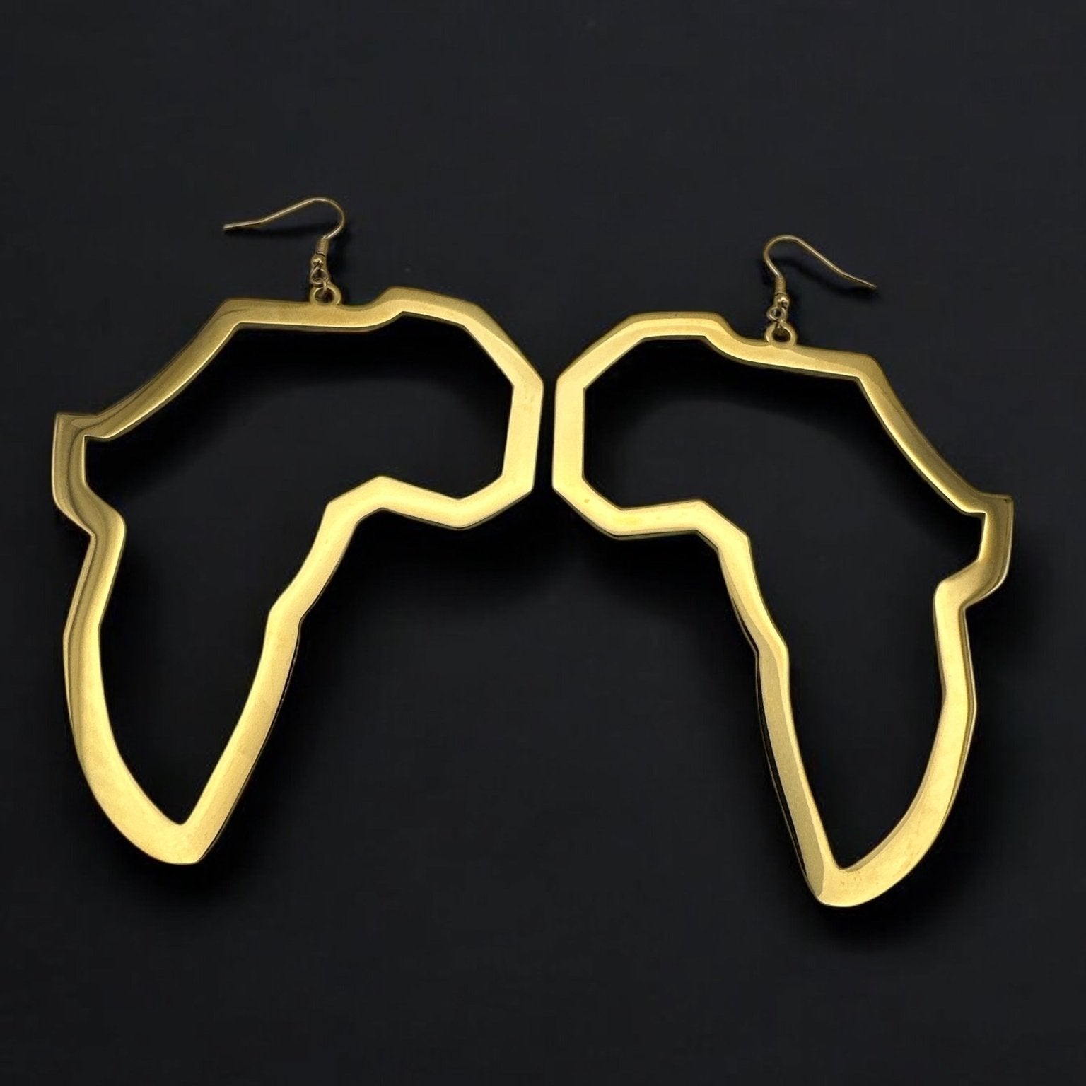 Oversized Africa Map Shape Stainless Steel Dangle Earrings – Bold Afrocentric Statement Jewellery - Fatisha Boutique