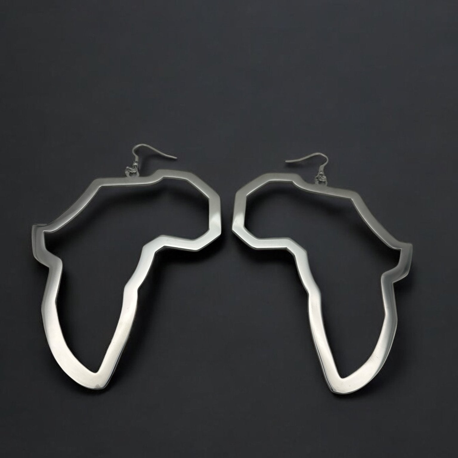 Oversized Africa Map Shape Stainless Steel Dangle Earrings – Bold Afrocentric Statement Jewellery - Fatisha Boutique