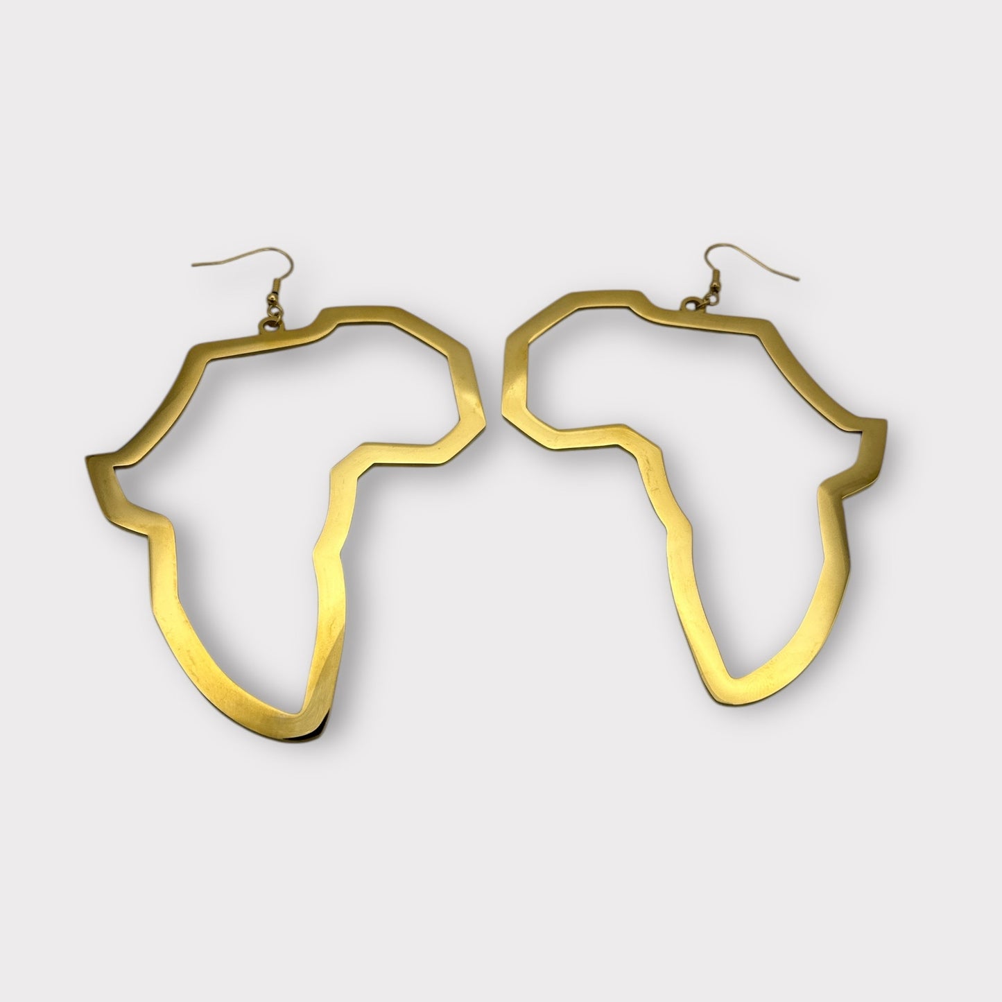 Oversized Africa Map Shape Stainless Steel Dangle Earrings – Bold Afrocentric Statement Jewellery - Fatisha Boutique
