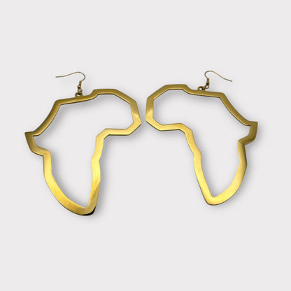 Oversized Africa Map Shape Stainless Steel Dangle Earrings – Bold Afrocentric Statement Jewellery - Fatisha Boutique