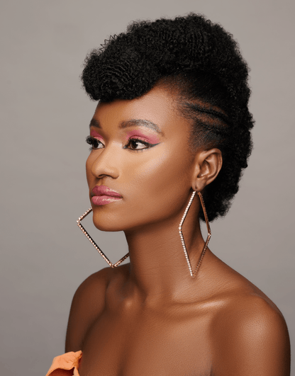 Oversized Big Square Rhinestone Statement Hoop Earrings - Fatisha Boutique