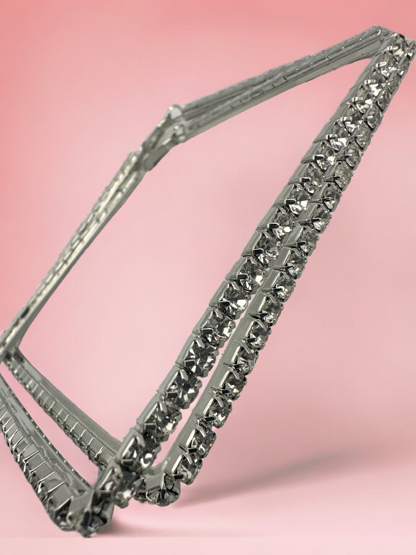 Oversized Big Square Rhinestone Statement Hoop Earrings - Fatisha Boutique