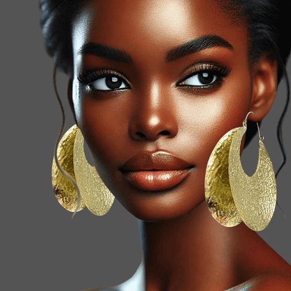 Oversized Bold Fulani - Style Gold Hoop Earrings - African Heritage Statement Jewellery - Fatisha Boutique