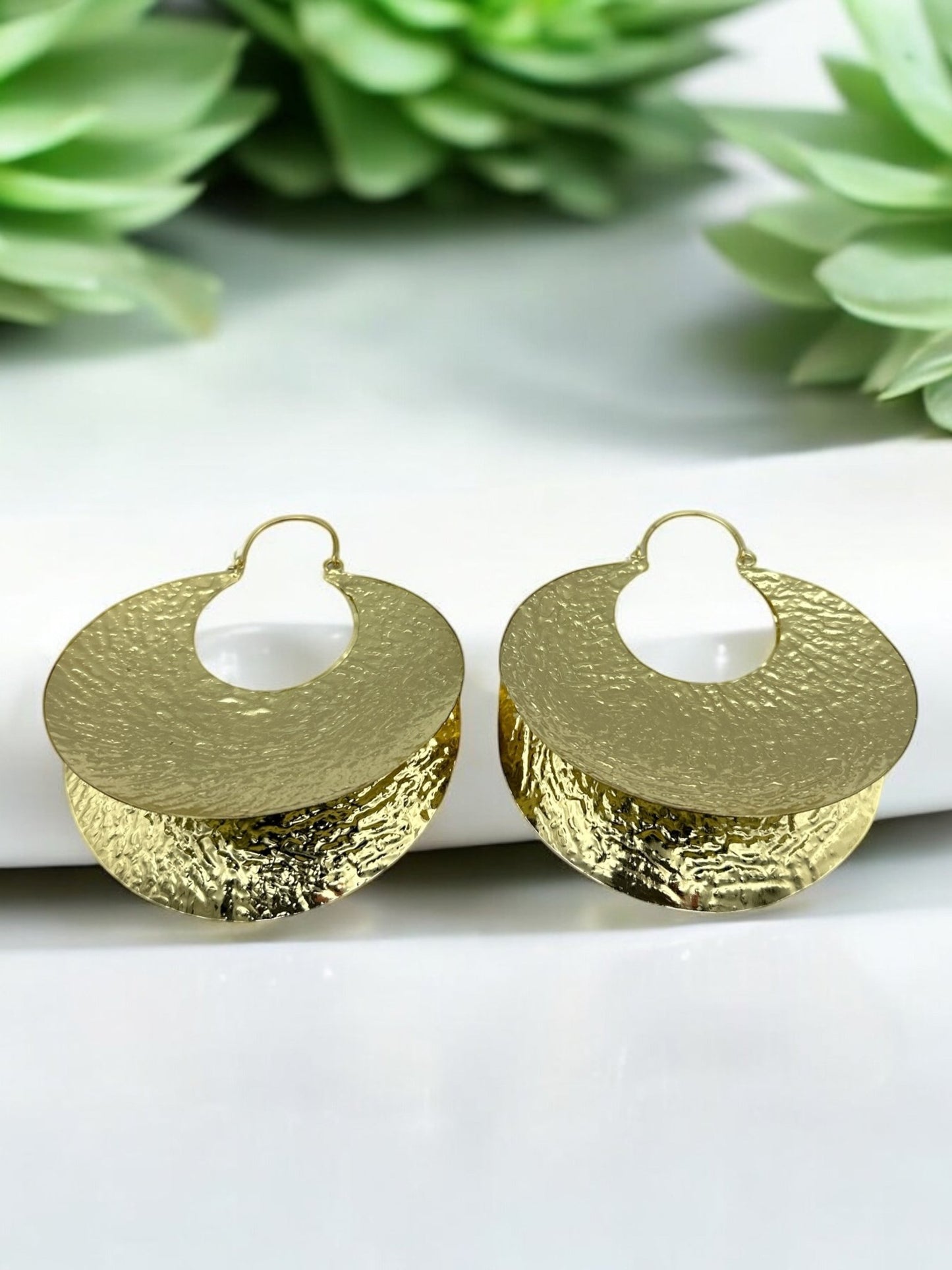 Oversized Bold Fulani - Style Gold Hoop Earrings - African Heritage Statement Jewellery - Fatisha Boutique