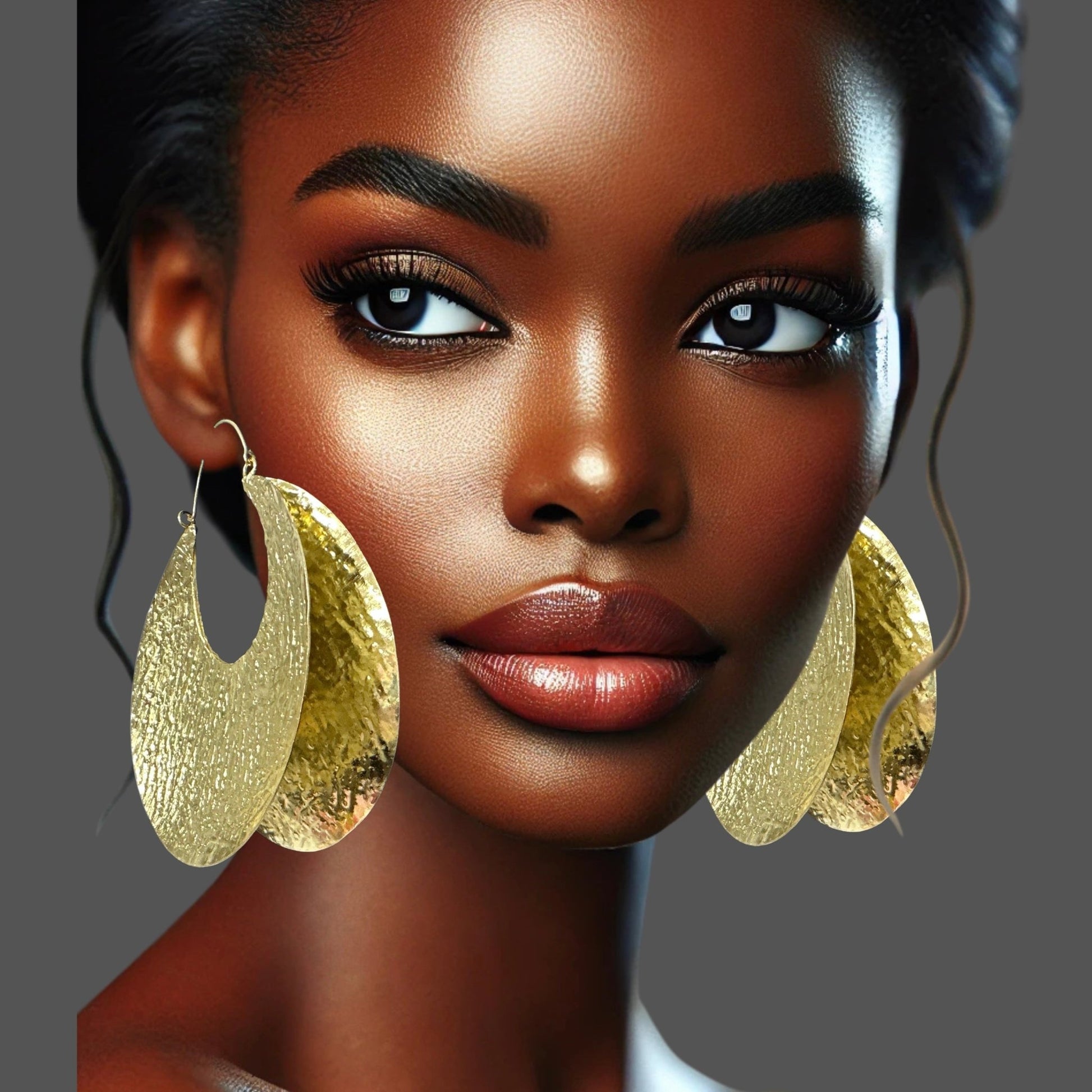 Oversized Bold Fulani - Style Gold Hoop Earrings - African Heritage Statement Jewellery - Fatisha Boutique