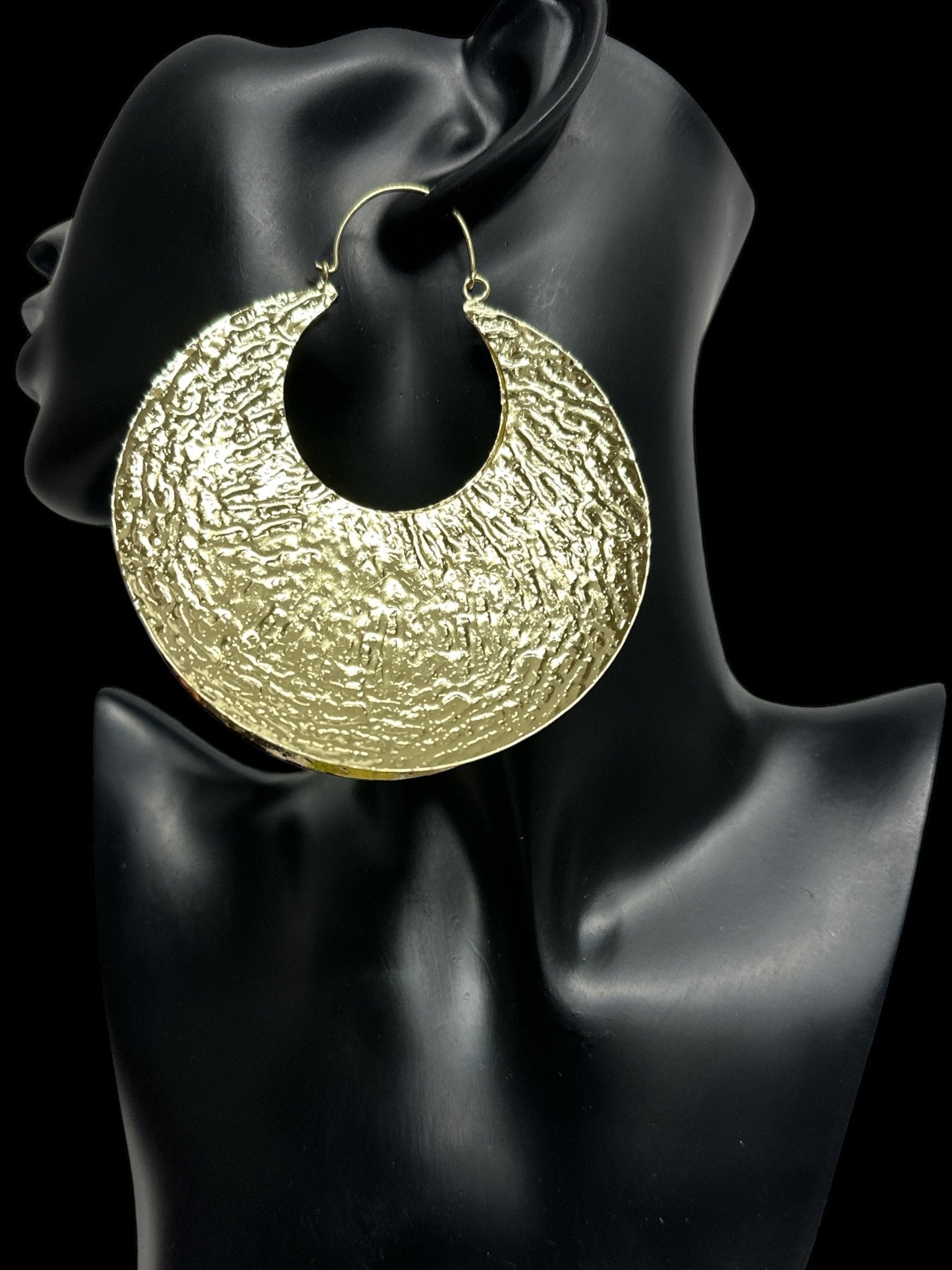 Oversized Bold Fulani - Style Gold Hoop Earrings - African Heritage Statement Jewellery - Fatisha Boutique