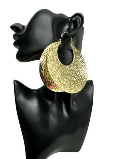 Oversized Bold Fulani - Style Gold Hoop Earrings - African Heritage Statement Jewellery - Fatisha Boutique